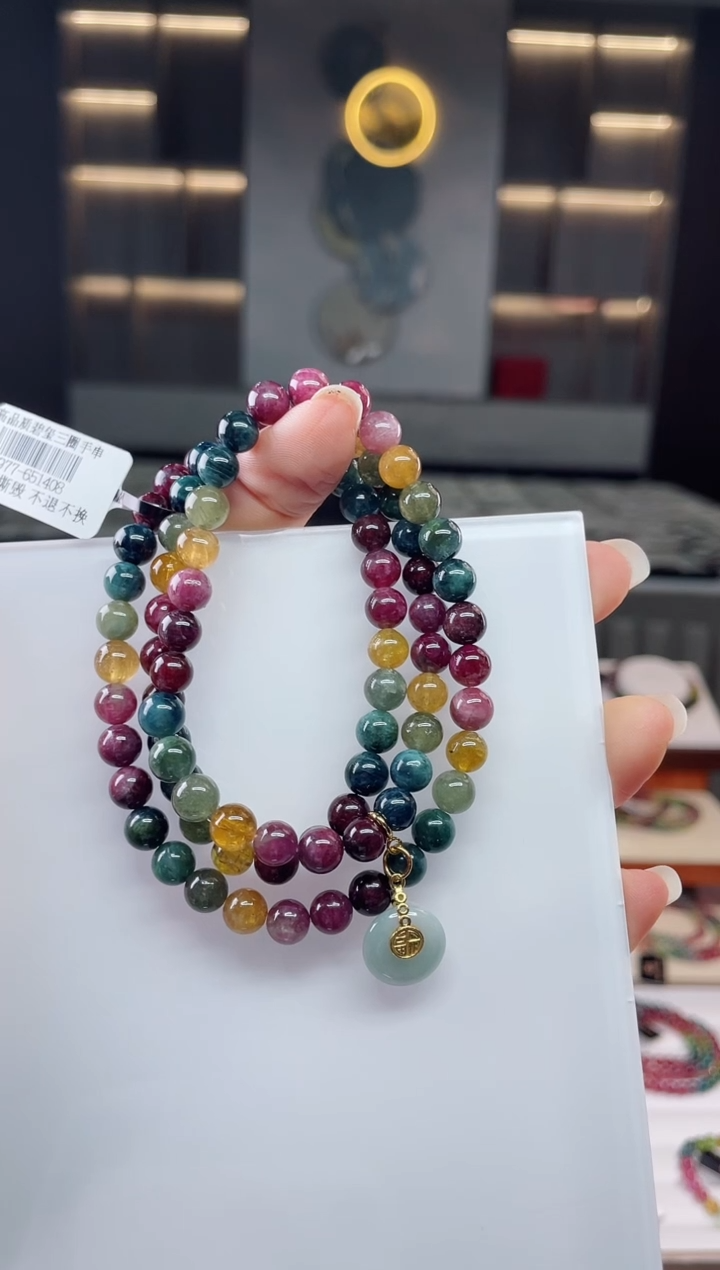 未镶嵌老矿碧玺三圈手串6mm+碧玺（多样性发一条）Q