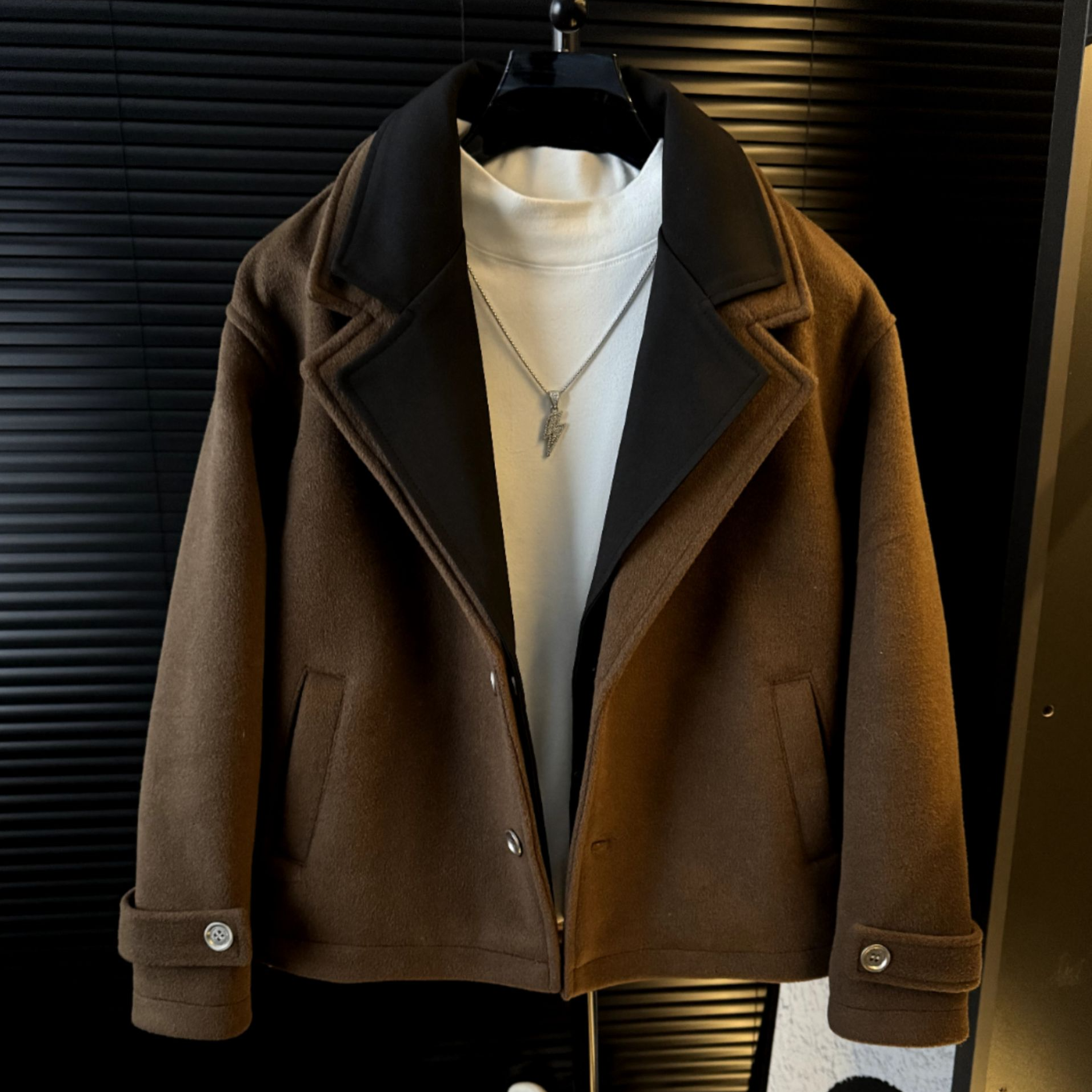 LB-(运费补贴）男士修身短款时尚轻奢羊毛大衣冬季宽松毛呢外套