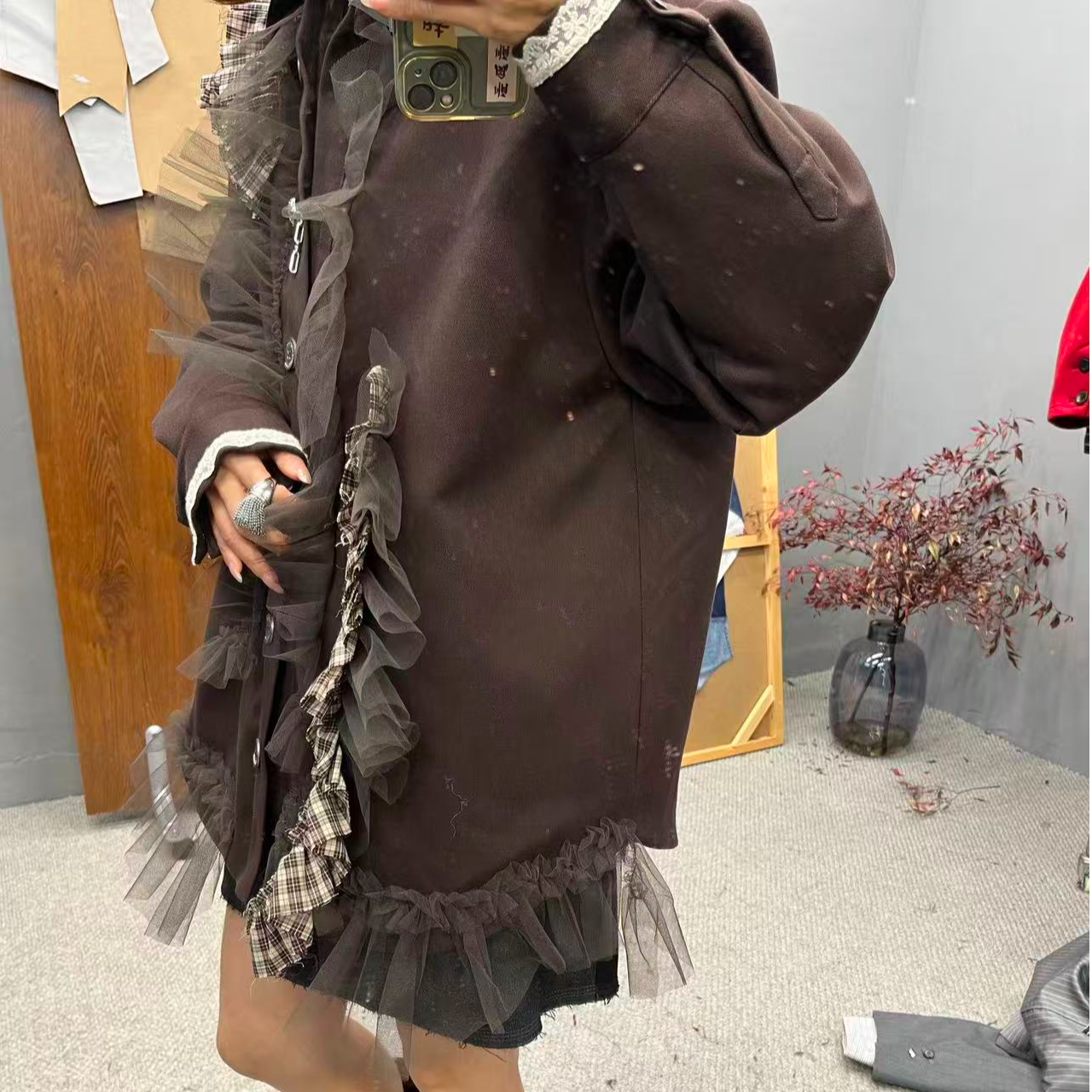 外套圆领重工厚款加绒INS风宽松型休闲外套4611