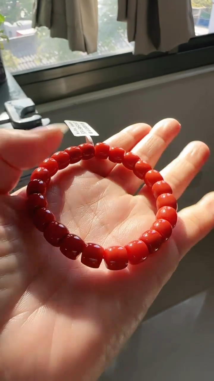 未镶嵌多样性发一件南红玛瑙【高货】柿锦红9mm保山直切单圈 