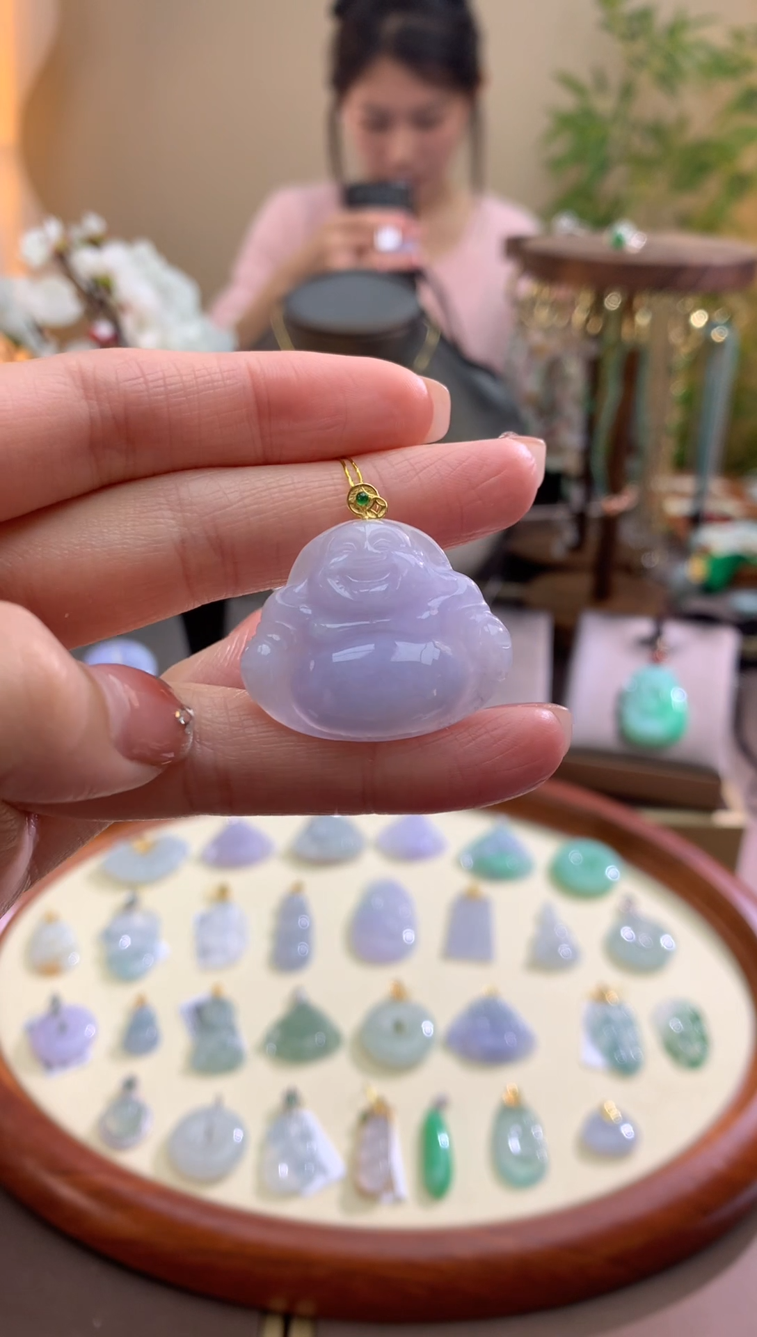 【闪购商品】翡翠颈饰18K金镶嵌佛公