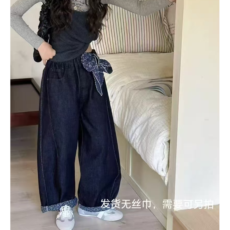 2025秋季新款韩版女童时尚宽松牛仔裤