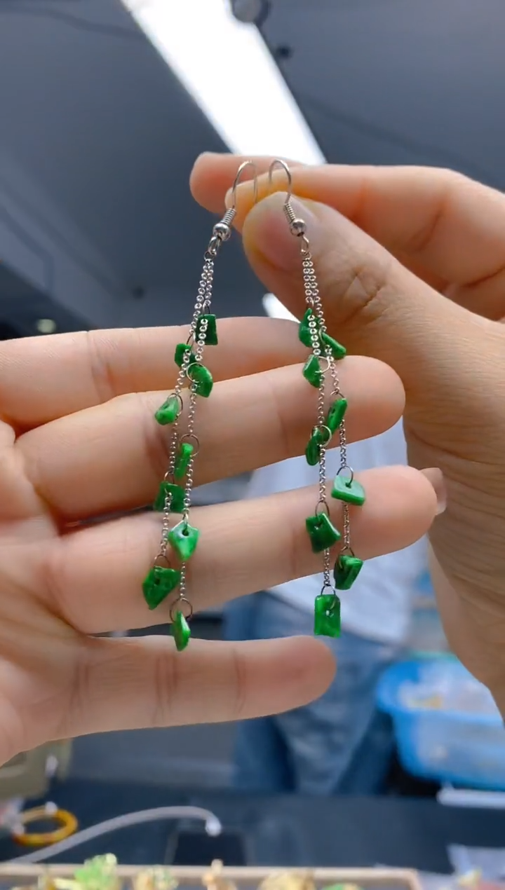 【闪购商品】翡翠耳饰银S925镶嵌397翡翠耳钩