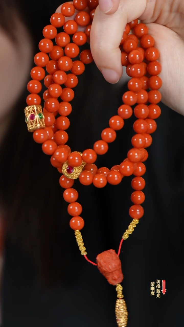 南红玛瑙18K金镶嵌颈饰0512-009