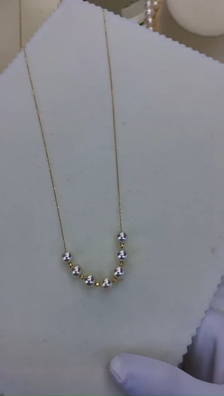 18K金镶嵌GD海水珍珠 GD016 微笑链 6-6.5