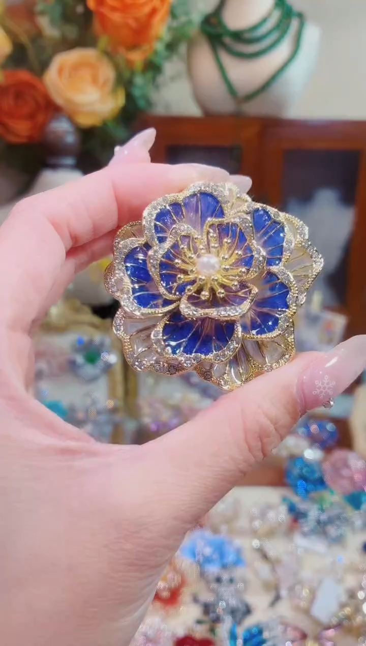 合成立方氧化锆铜合金紫色牡丹花