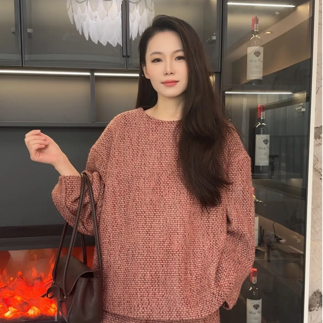 【翎浅】春季新款羊毛套头大衣圆领千禧感外套时尚百搭休闲上衣