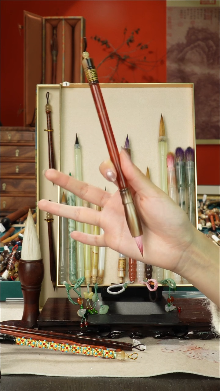 57号闪孤品高货毛笔链接 清水试笔 蘸墨不退