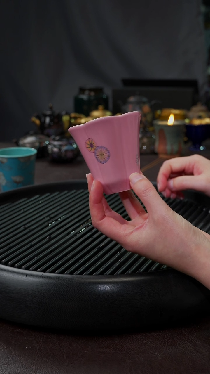 【闪购商品】杯【宜景窑桃夭粉皮球花】花蒂女神杯