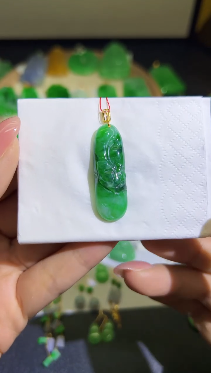 【闪购商品】翡翠颈饰18K金镶嵌Q缅料A货翡翠/支持复检/一件