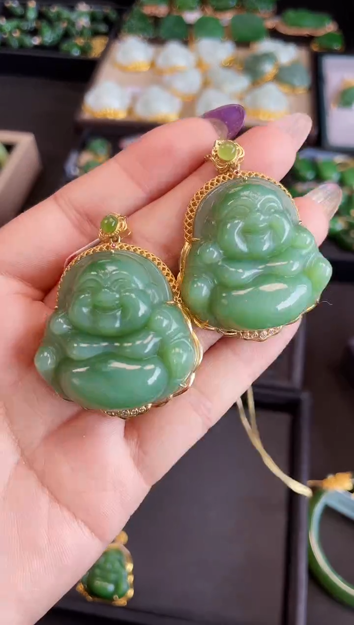 【闪购商品】和田玉吊坠18K金镶嵌35MM 多样性发一