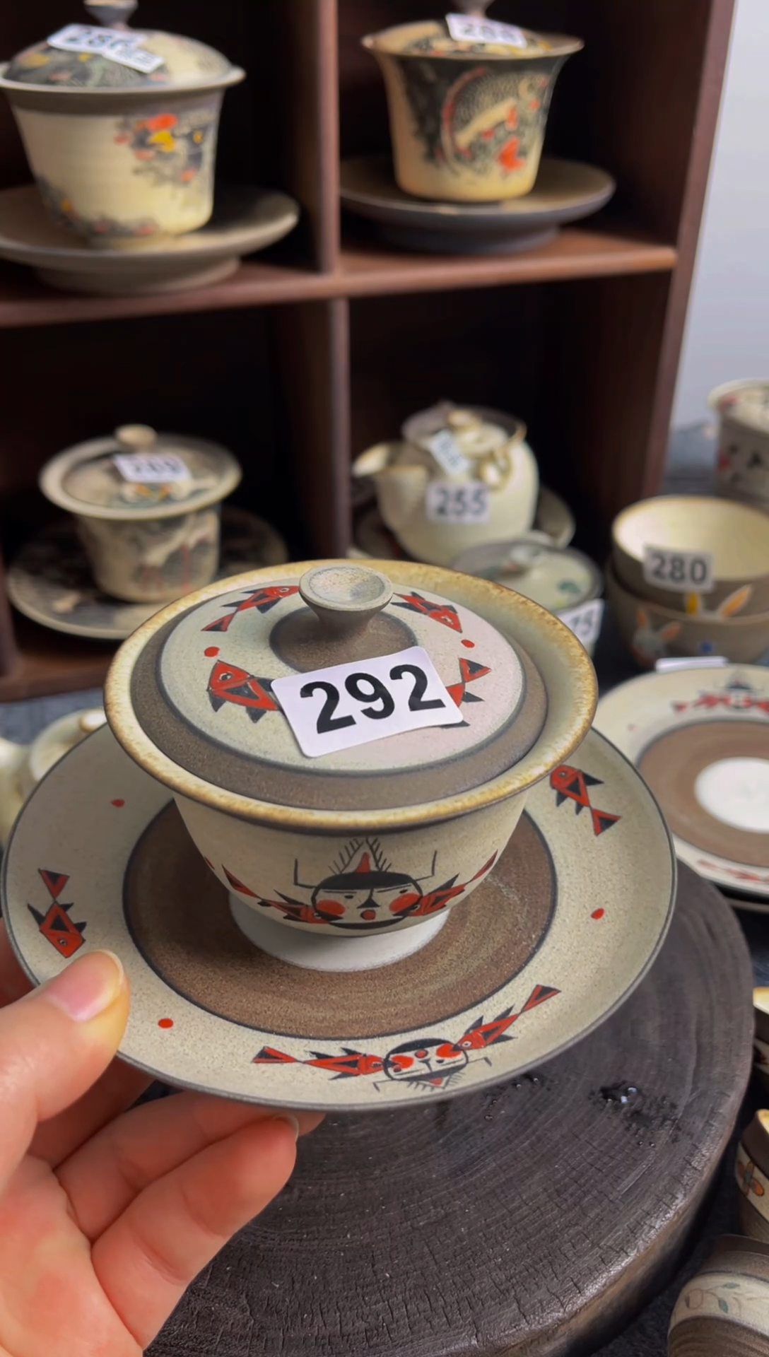 【闪购商品】陶八工人面鱼纹三才盖碗