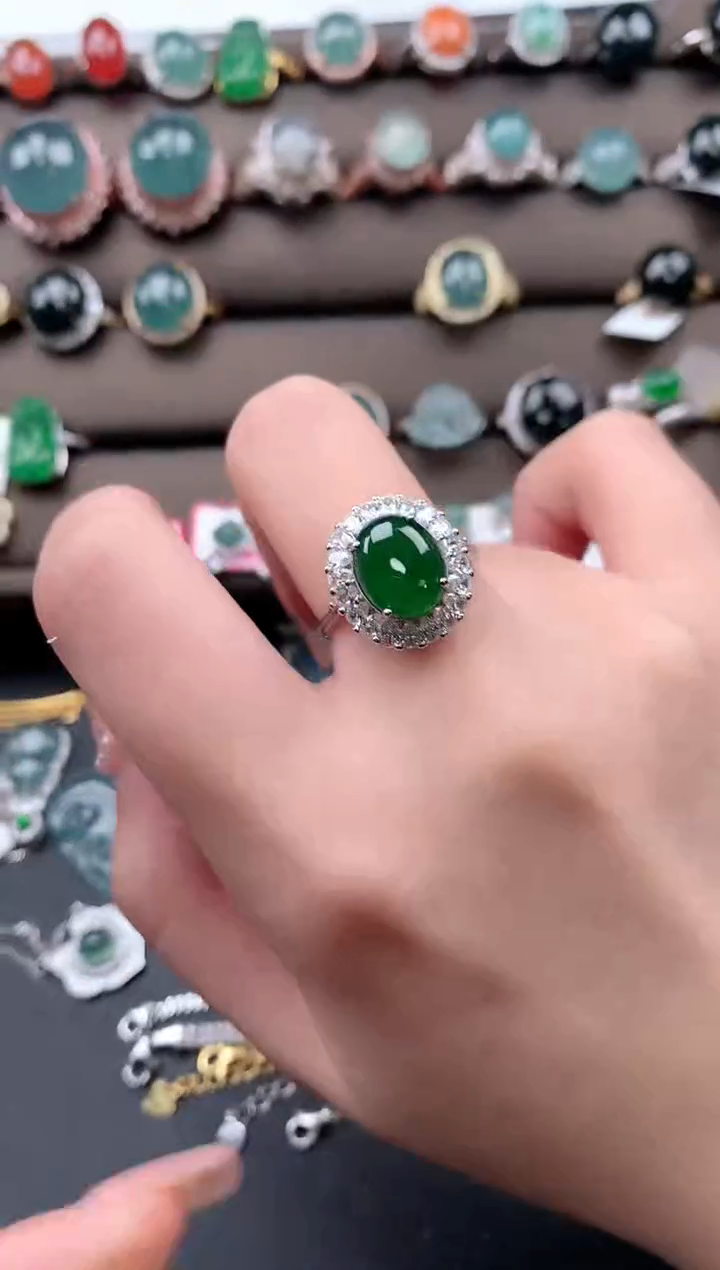 【闪购商品】翡翠戒指银S925镶嵌52141