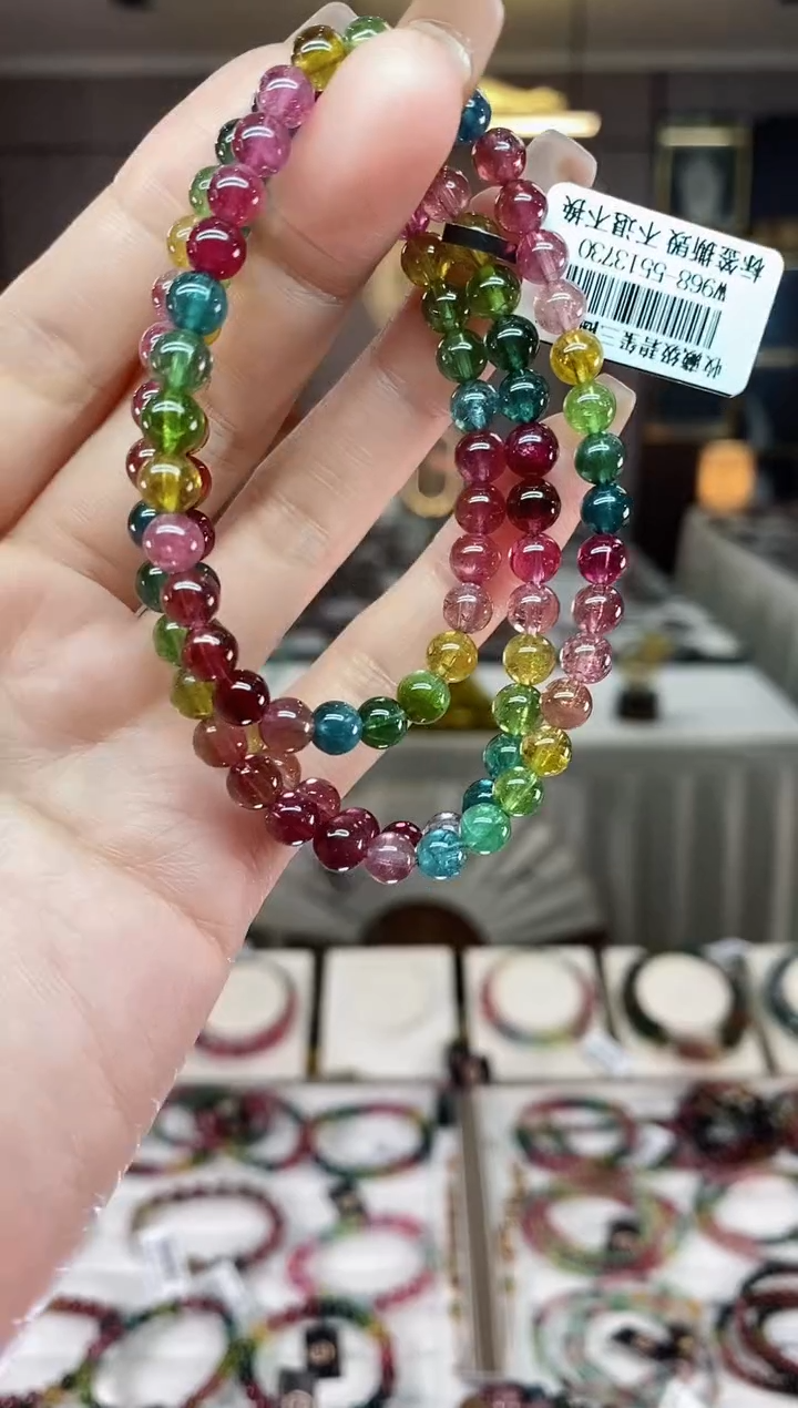 【闪购商品】碧玺三圈手串5mm+未镶嵌一物一证dan