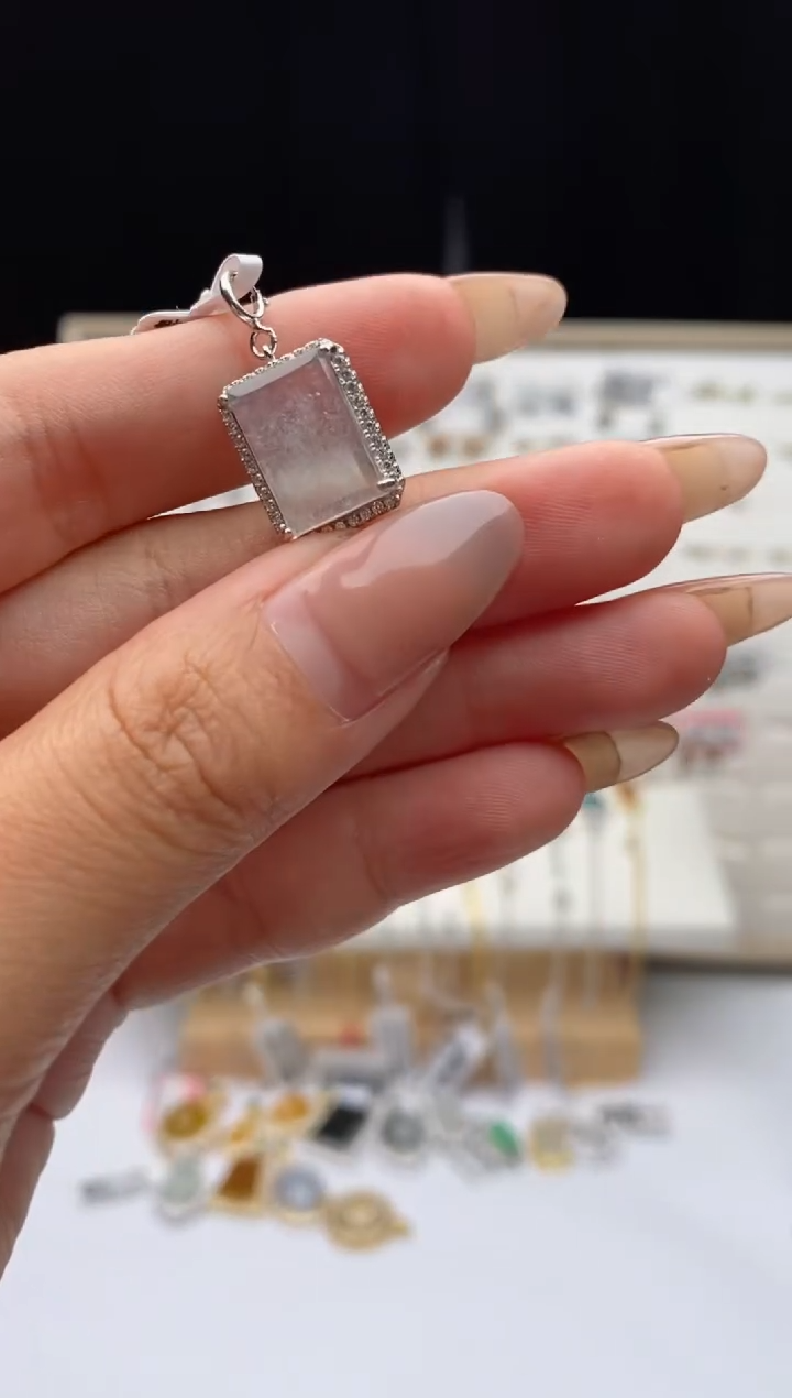 银S925镶嵌戒指翡翠天然A货翡翠