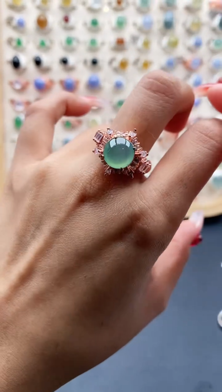 【闪购商品】翡翠戒指未镶嵌缅甸天然A货翡翠555 10+7