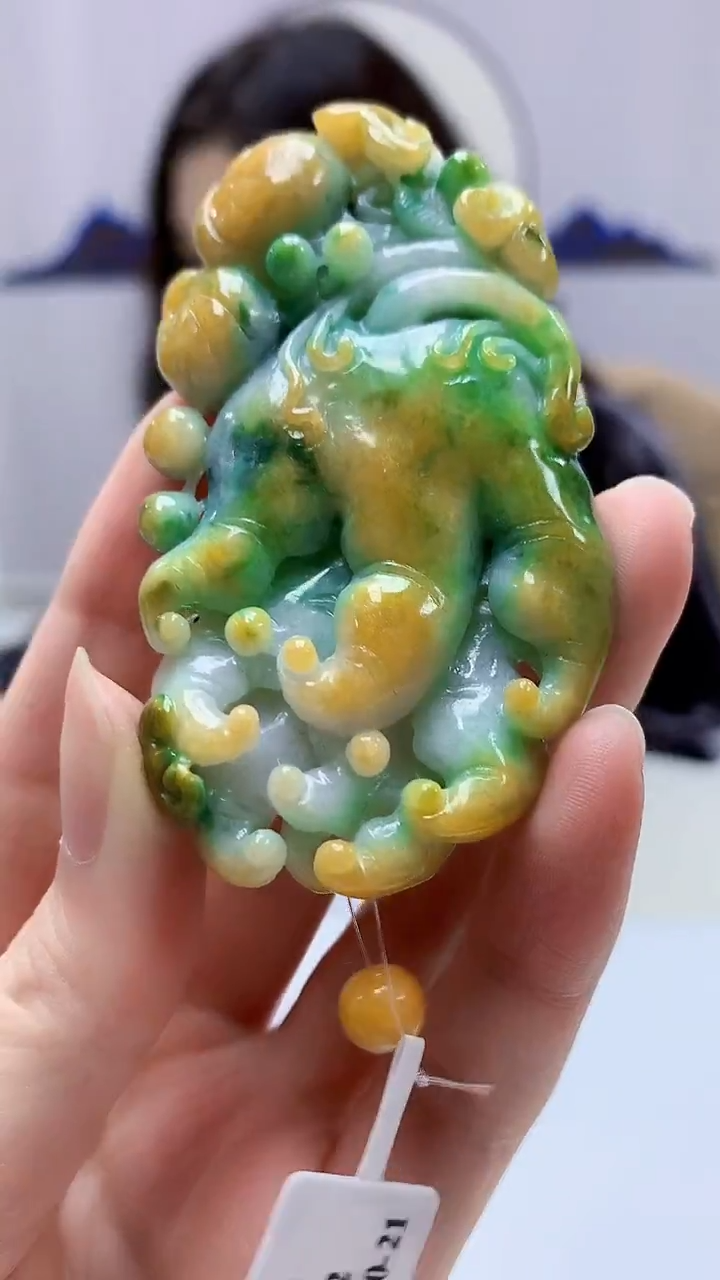 【闪购商品】定制翡翠未镶嵌4829zm-毛货挂件118佛手瓜