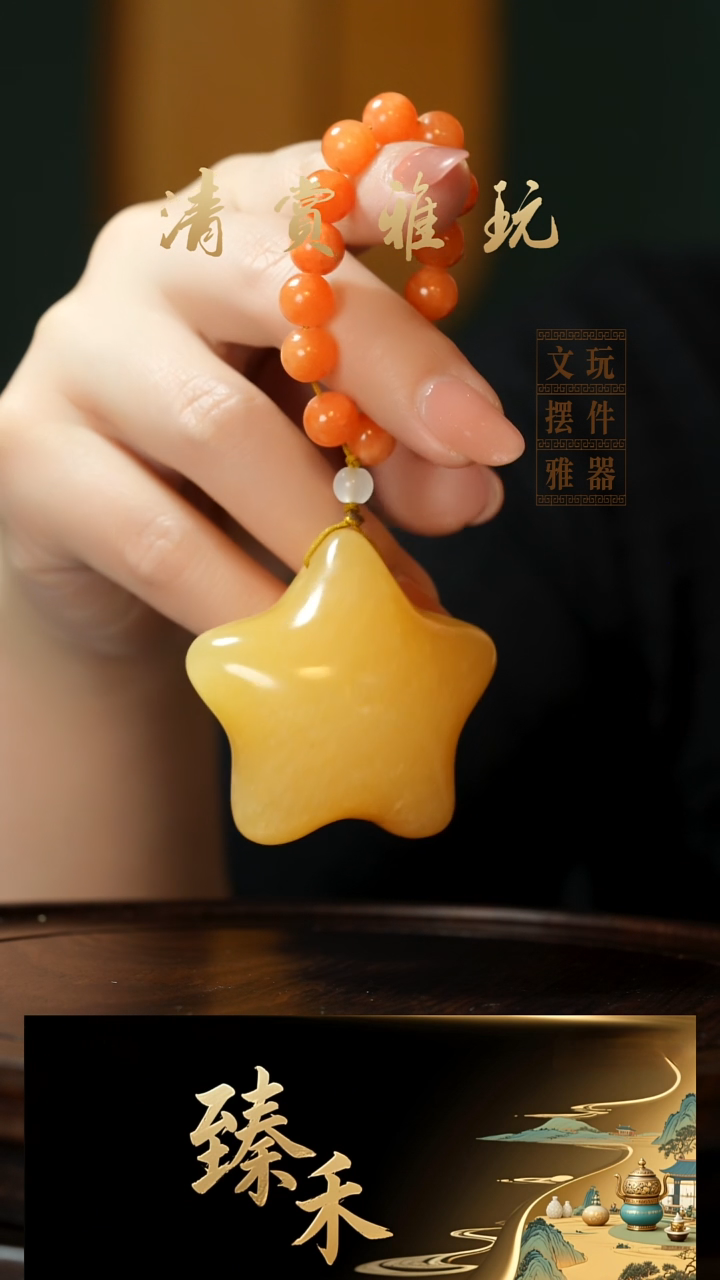 玉《星星》手把件摆件