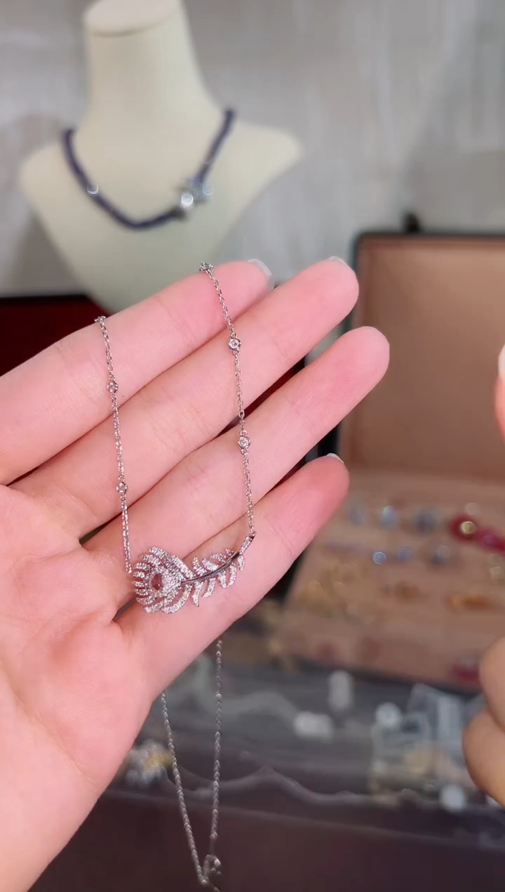 颈饰钻石18K金镶嵌BN14621#-W#98