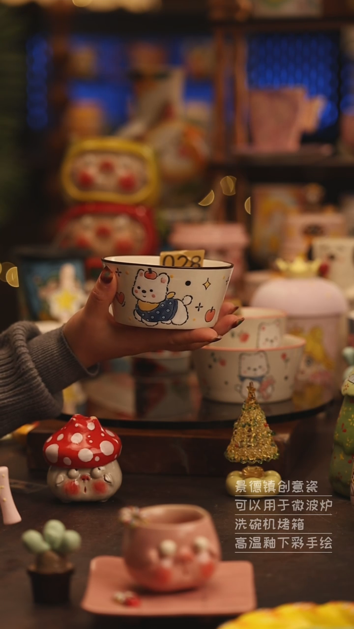 陶瓷景德镇可爱陶瓷釉下彩绘设计师款