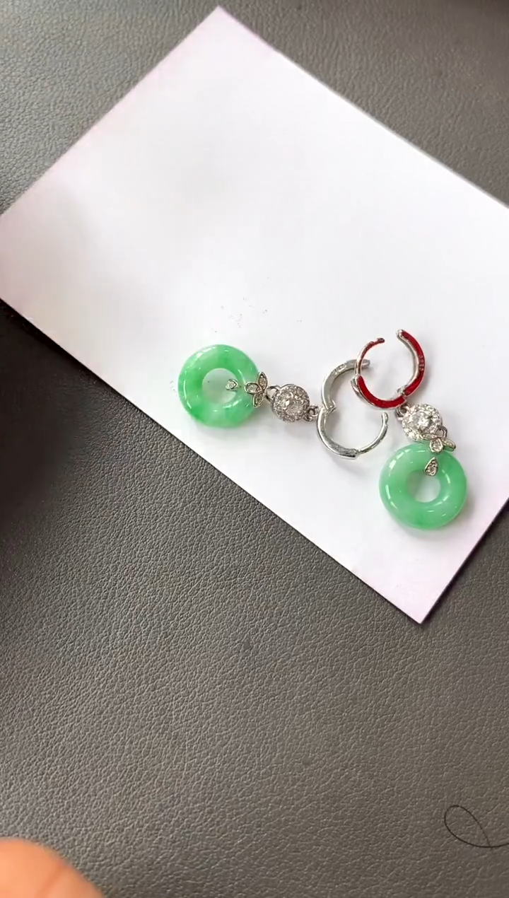 【闪购商品】翡翠耳饰银S925镶嵌买断价