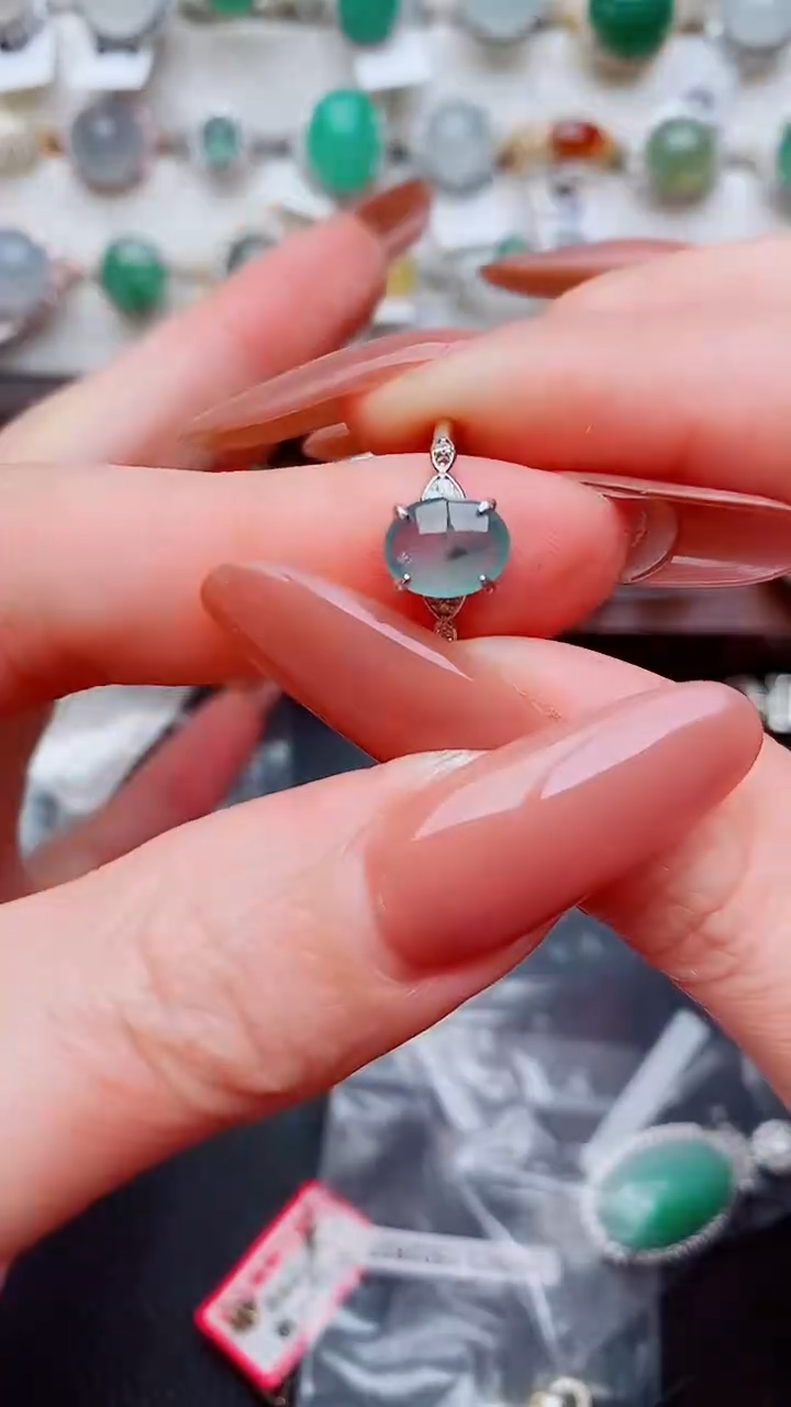 银S925镶嵌戒指翡翠...