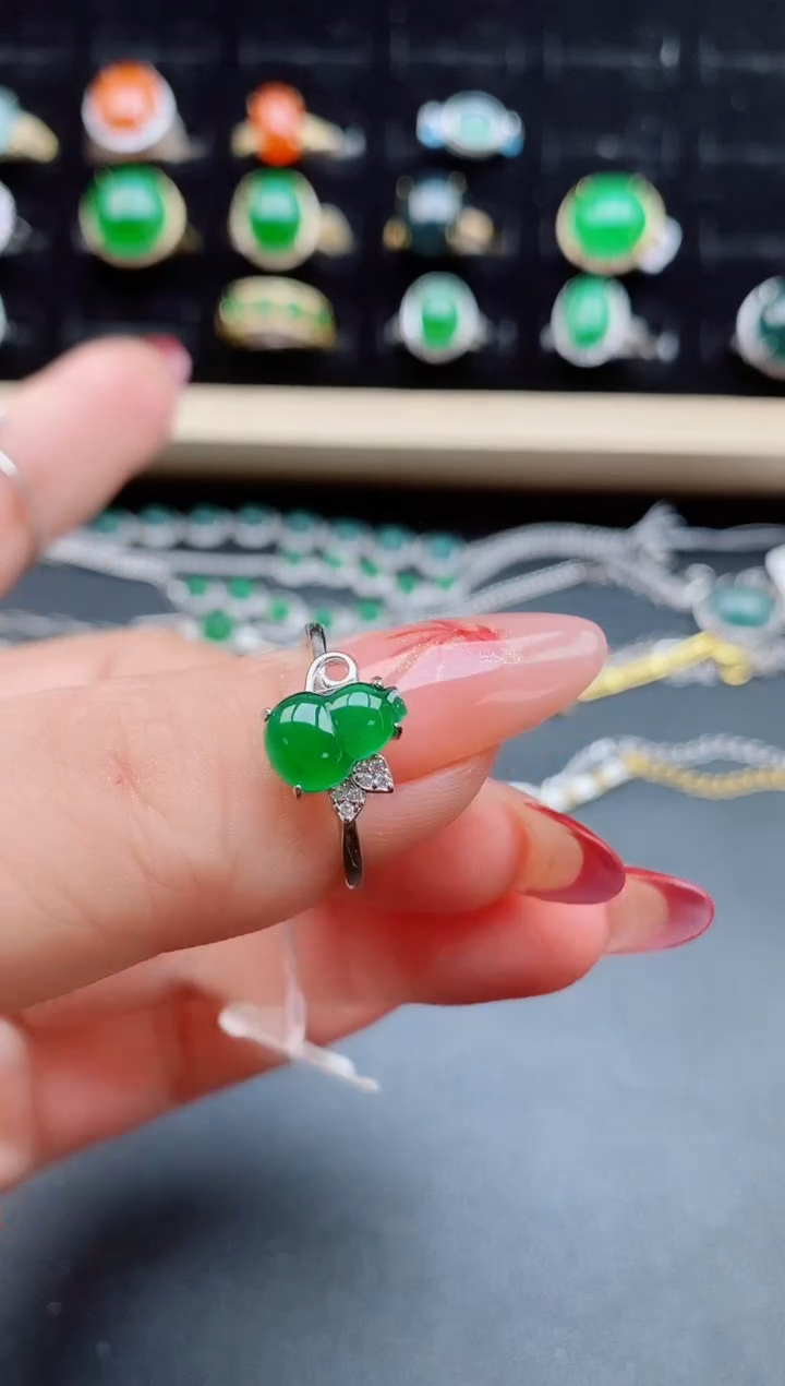 【闪购商品】翡翠戒指银S925镶嵌058500