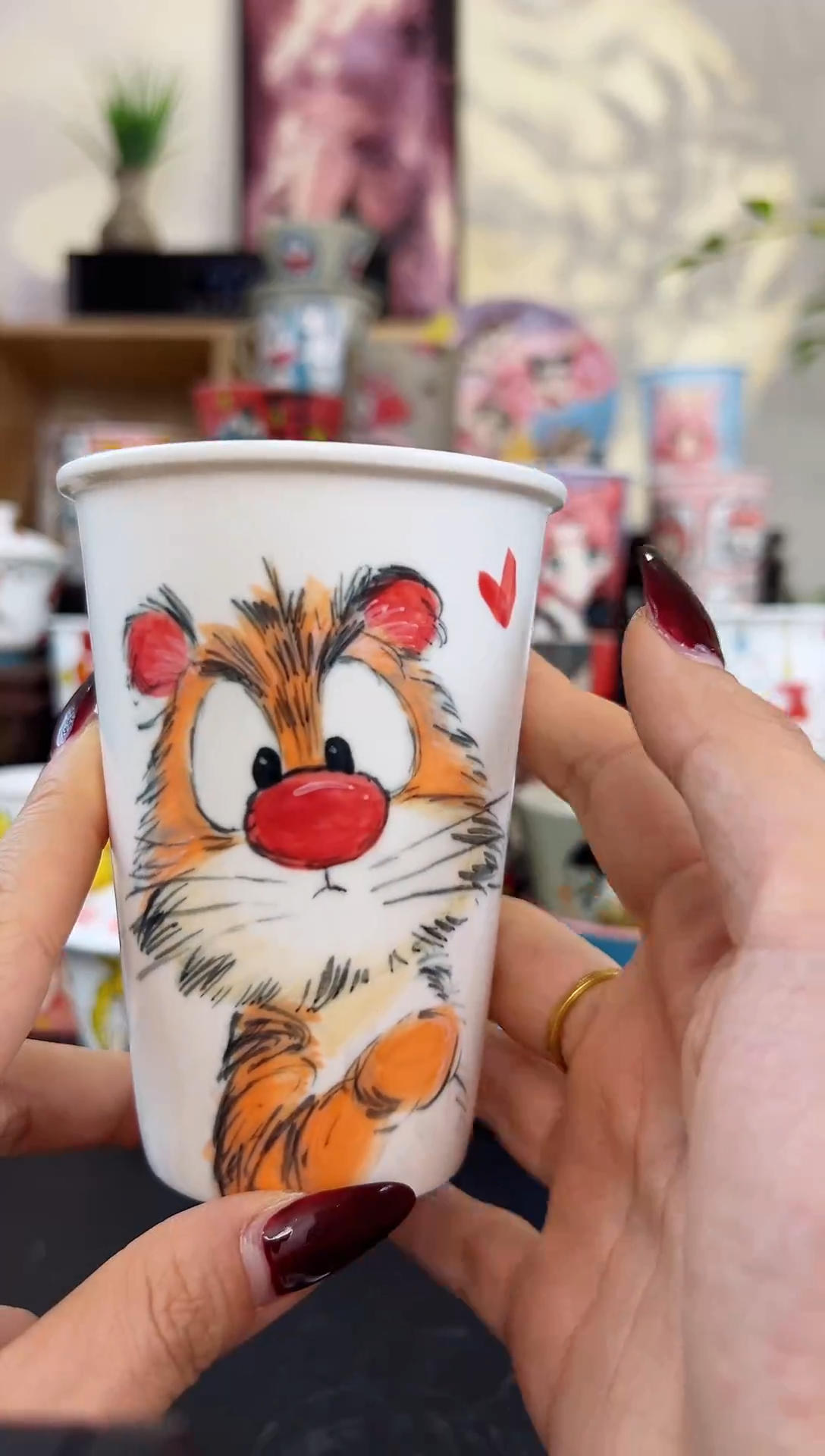 【闪购商品】摆件笙笙漫 手工手绘陶瓷杯杯