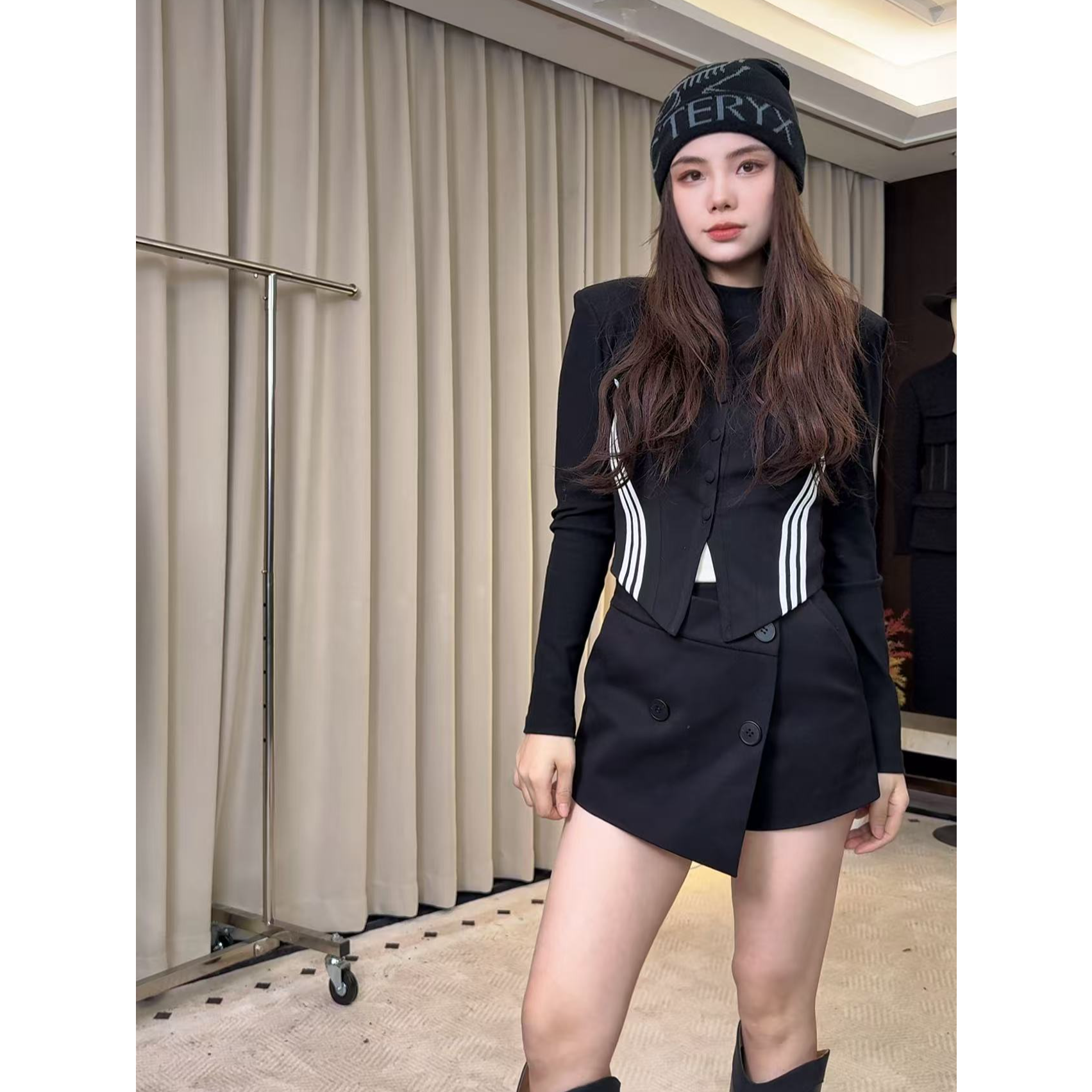 【XSY】极致代码-线条收腰拼接运功高领长袖打底