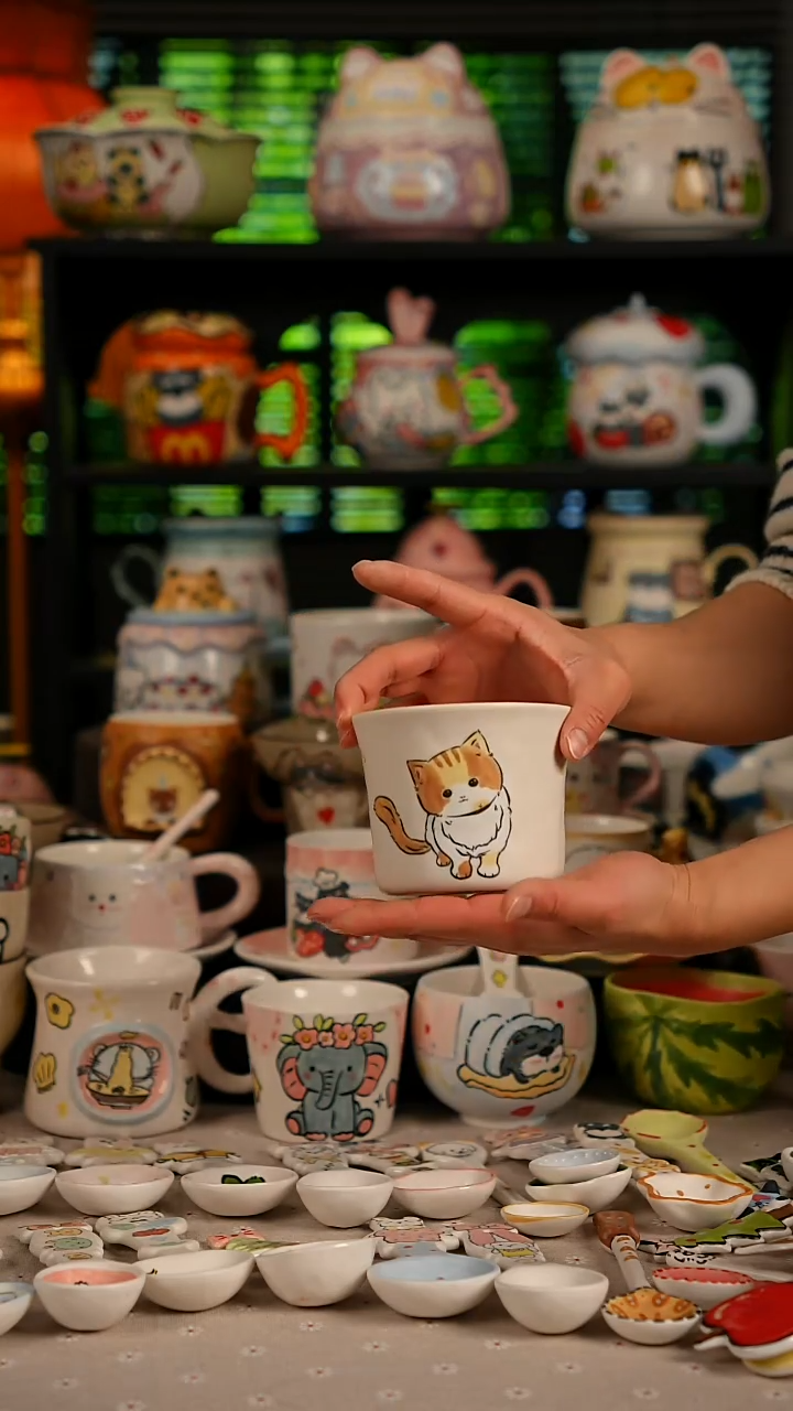 陶瓷无盖款景德镇高温釉下彩纯手绘创意瓷