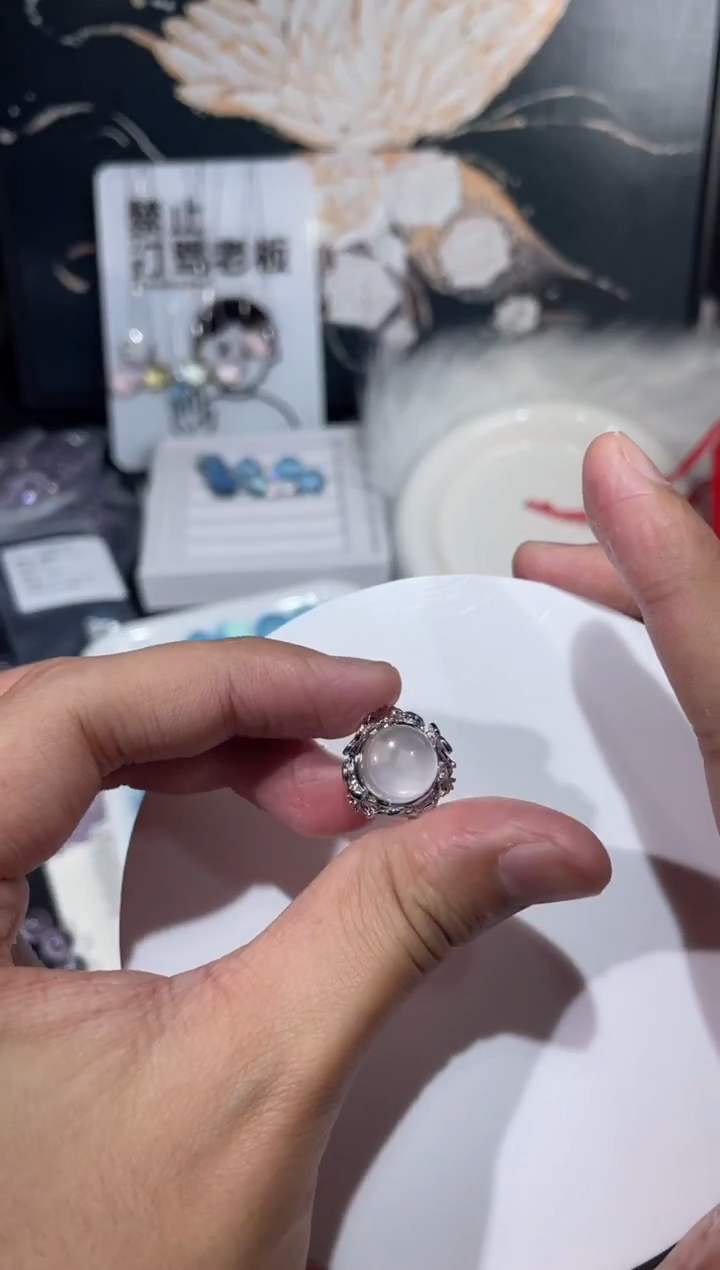 未镶嵌珠宝半成品水晶【Y06】镶嵌粉晶C多样性随1个