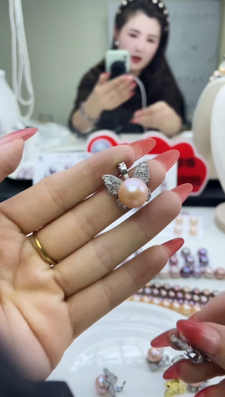 未镶嵌吊坠淡水珍珠中国红吊坠