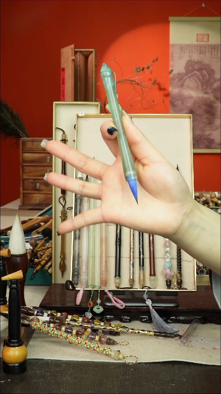 296号闪孤品高货毛笔链接 清水试笔 蘸墨不退