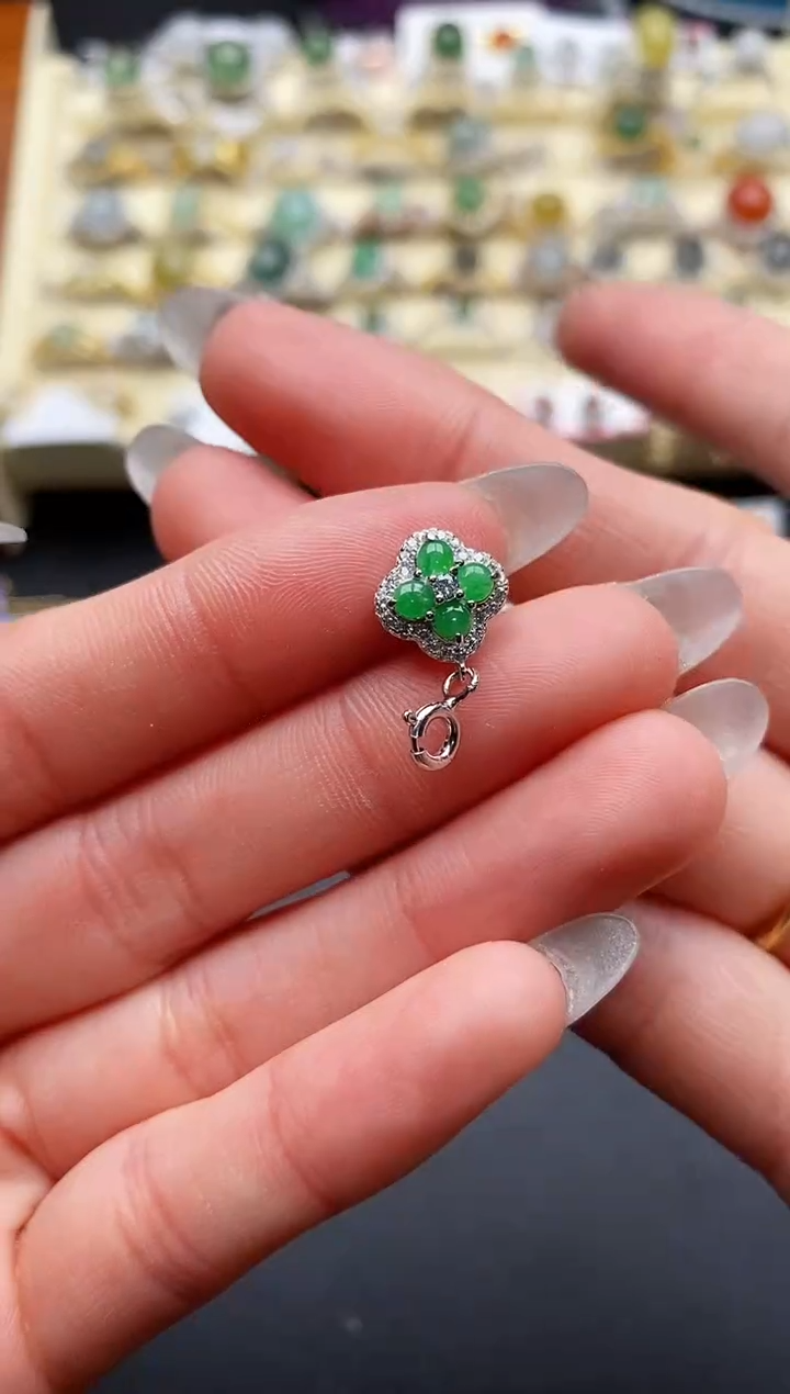 【闪购商品】翡翠戒指银S925镶嵌55555555+2