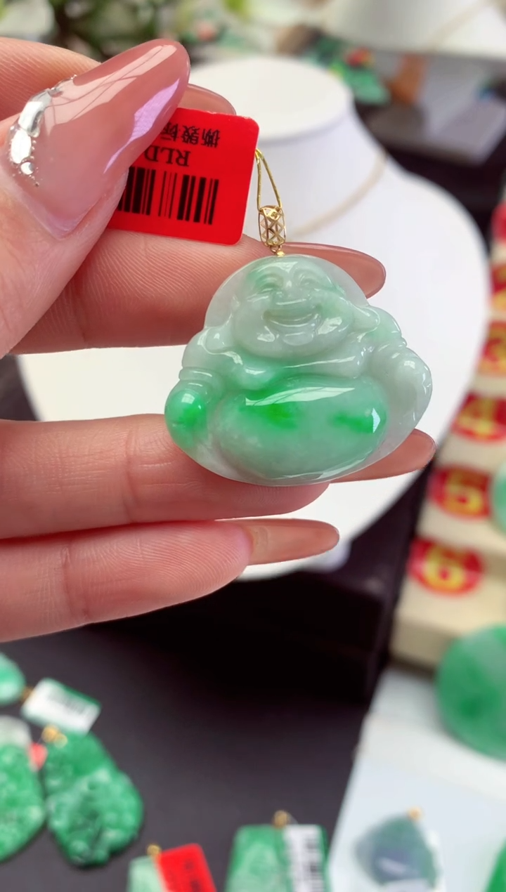 【闪购商品】翡翠颈饰18K金镶嵌挂件