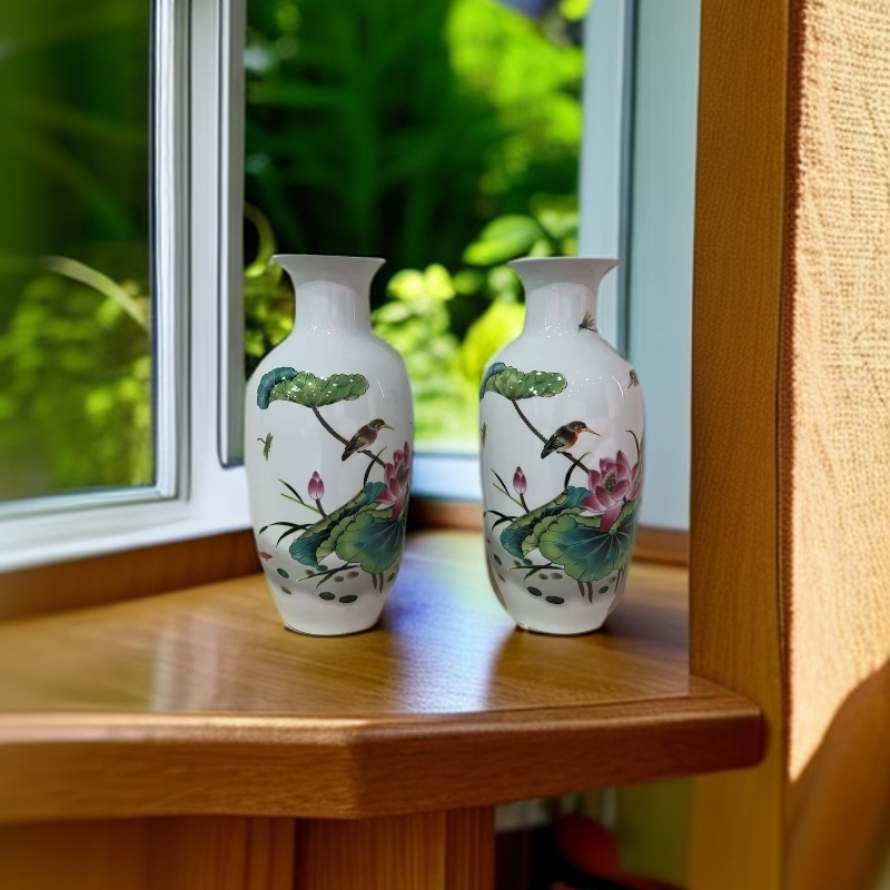 BB00024*2个/陶瓷/粉彩荷花对瓶