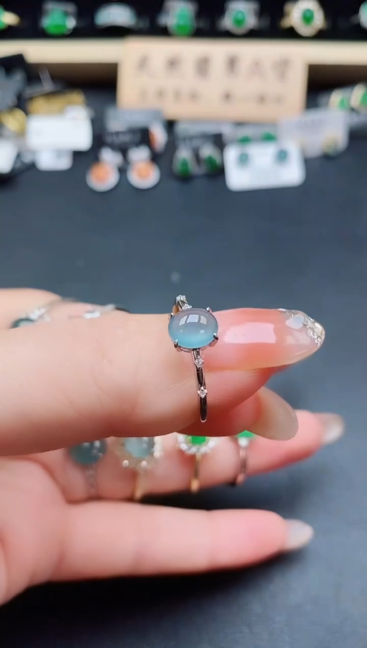 银S925镶嵌戒指翡翠1