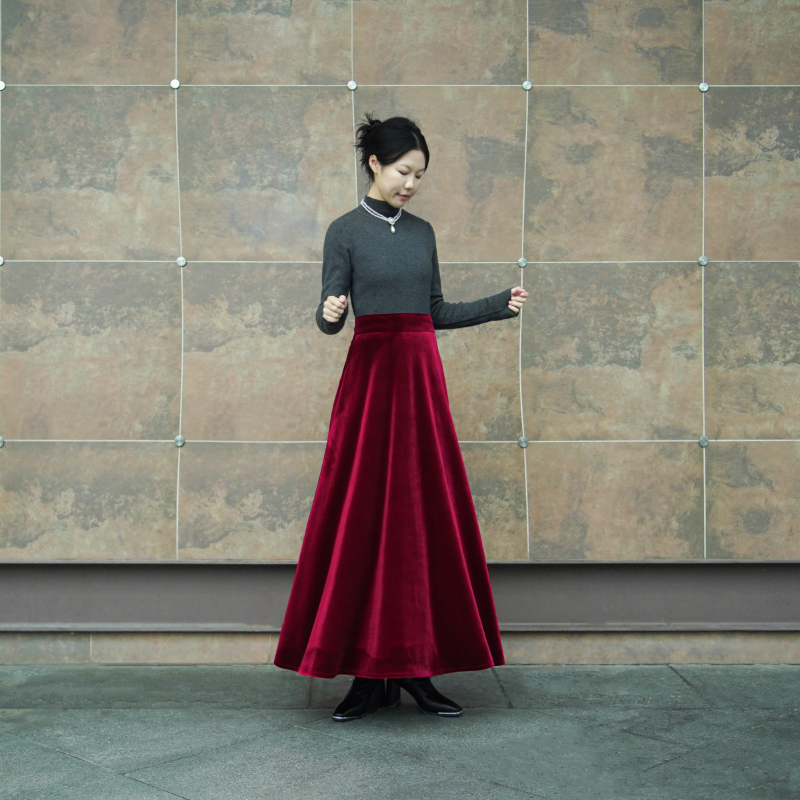 冬季新款半身裙金丝绒A字版遮肉显瘦不褪色不起球厚款日常百搭