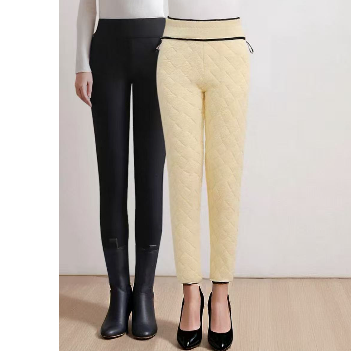 9366-（猫冬生活必备）（黑色）羔绒防寒保暖裤