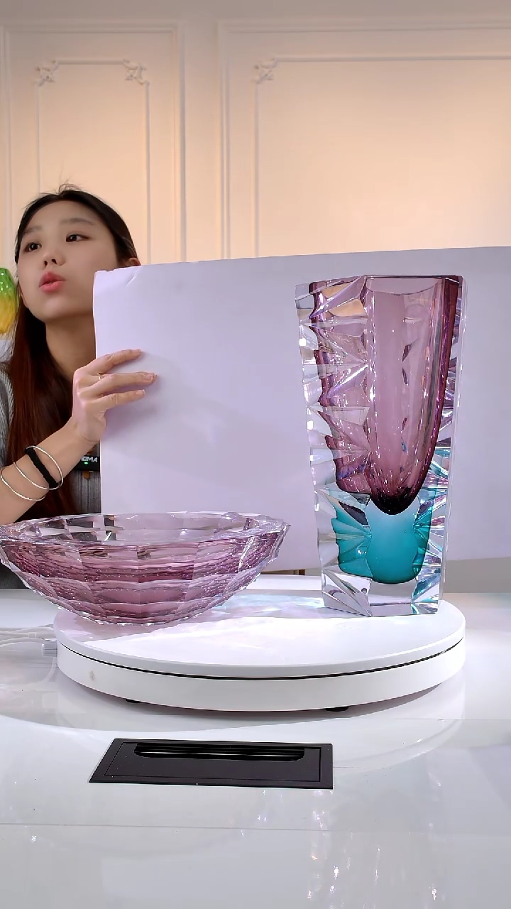紫色果盘花器组合