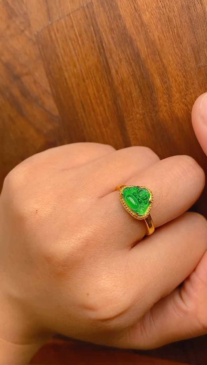 【闪购商品】翡翠戒指银S925镶嵌佛公戒指