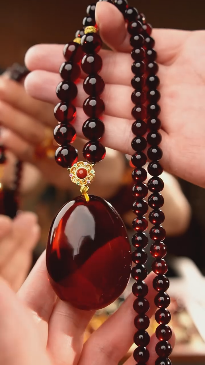 未镶嵌颈饰琥珀血珀水滴项链