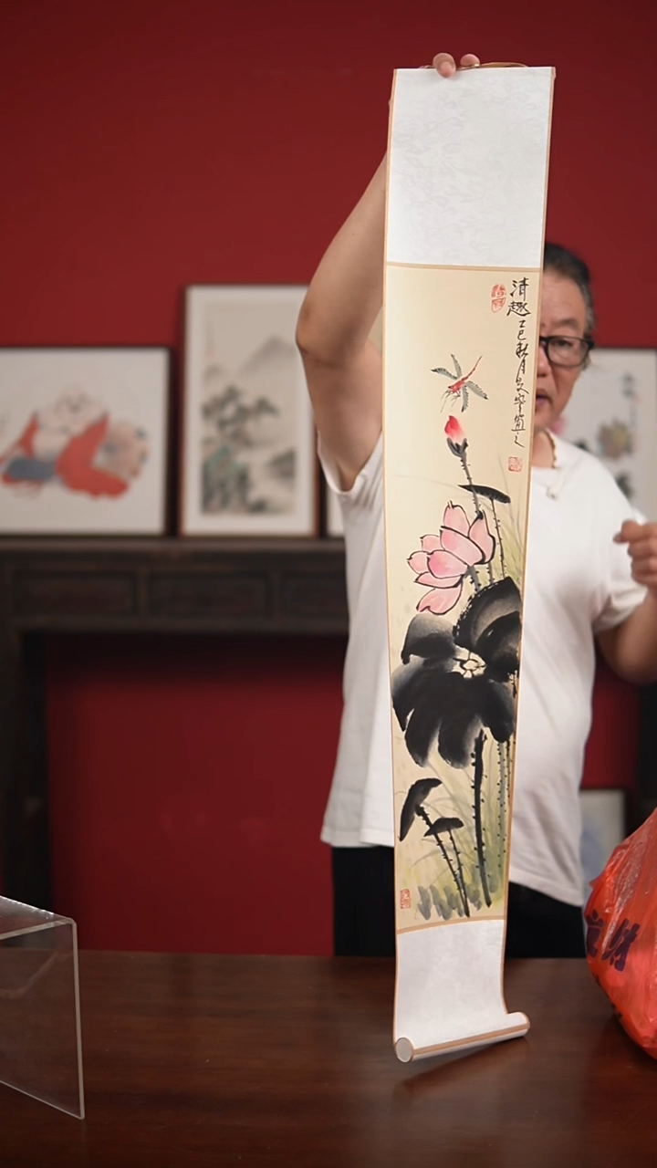 国画手绘-17*110卷轴夏寒作品