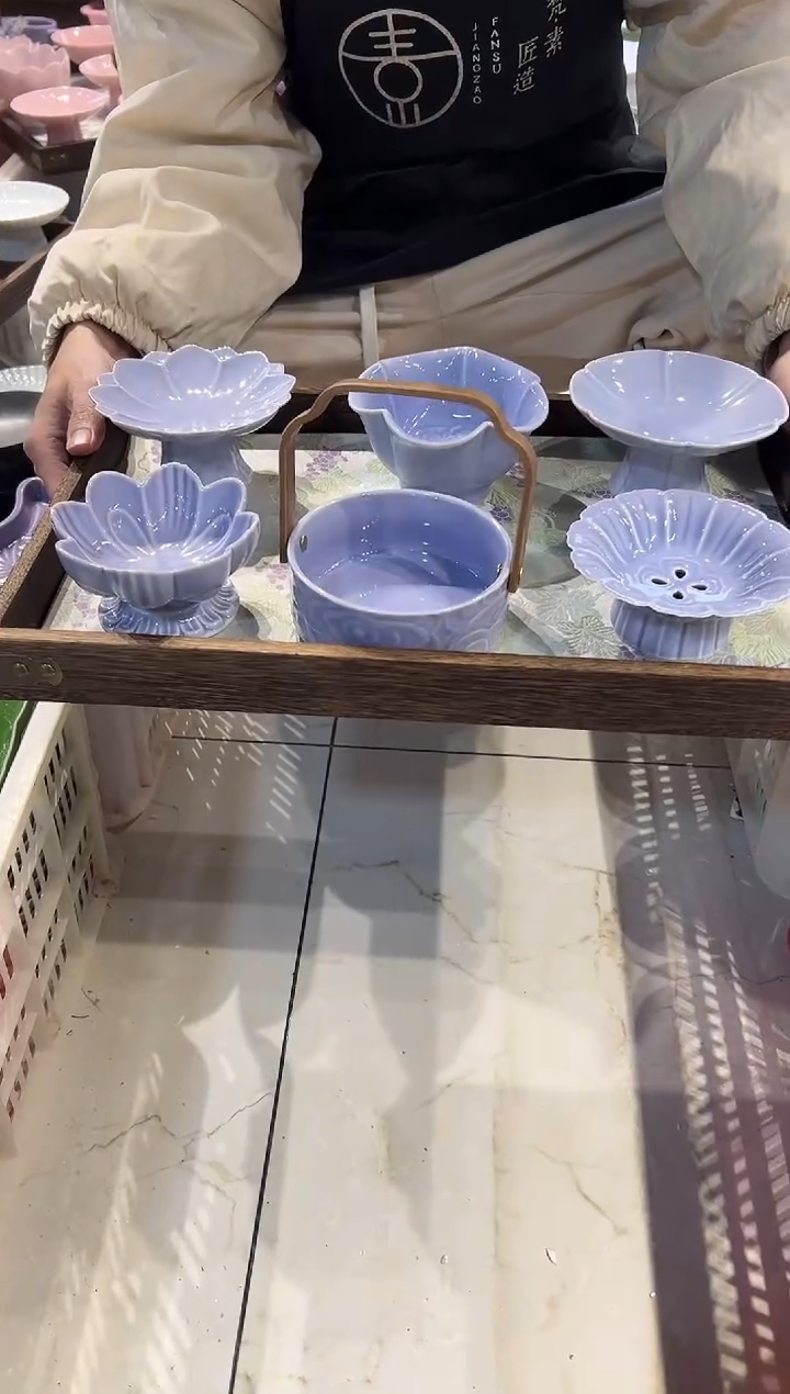 瓷片瓷微瑕商品 介意勿拍 带托盘布垫