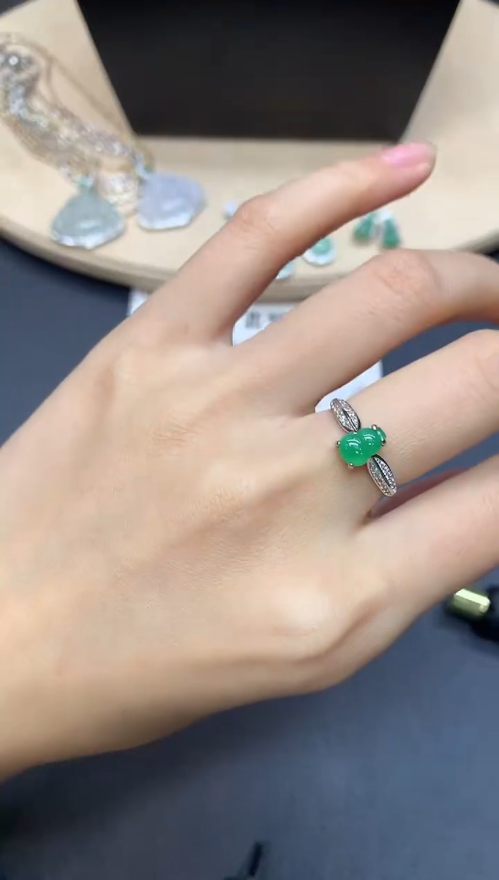 【闪购商品】翡翠戒指银S925镶嵌葫芦【多样性发其一】