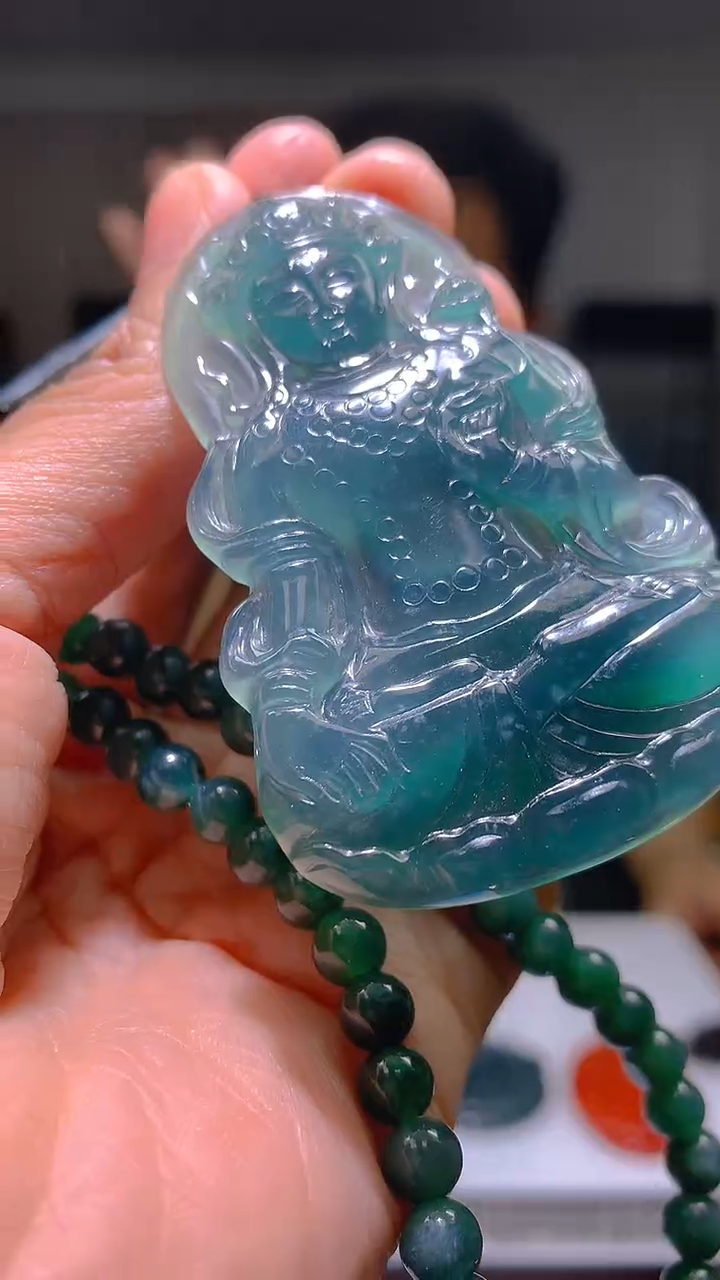 定制翡翠未镶嵌毛货闪购链接XDS016带珠链