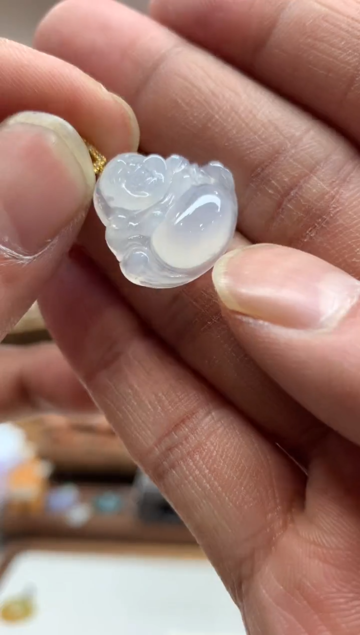 【闪购商品】翡翠吊坠(不含链)18K金镶嵌佛公