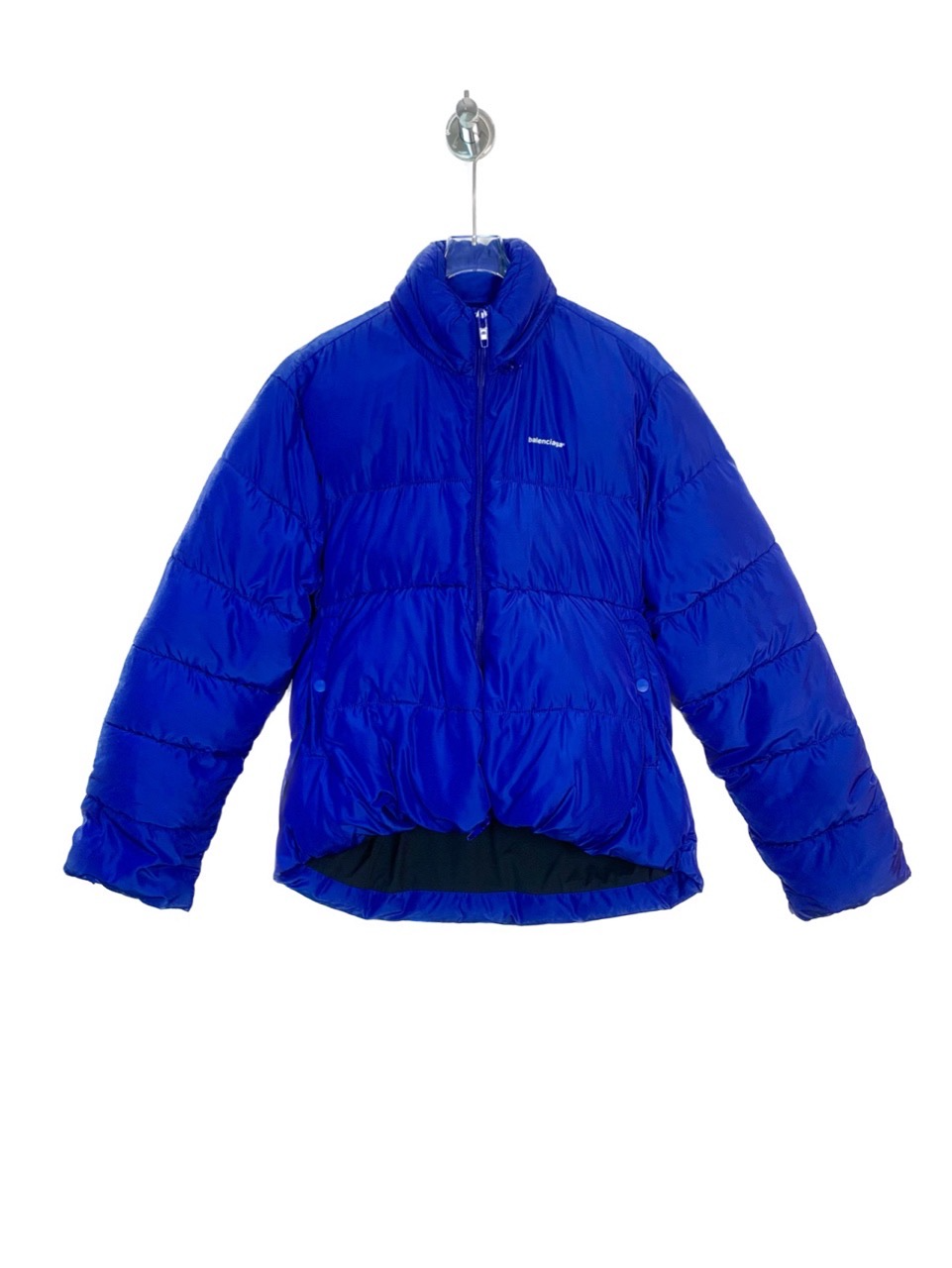 99新 Balenciaga/巴黎世家 H10545  宝蓝色拉链羽绒服夹克  44码