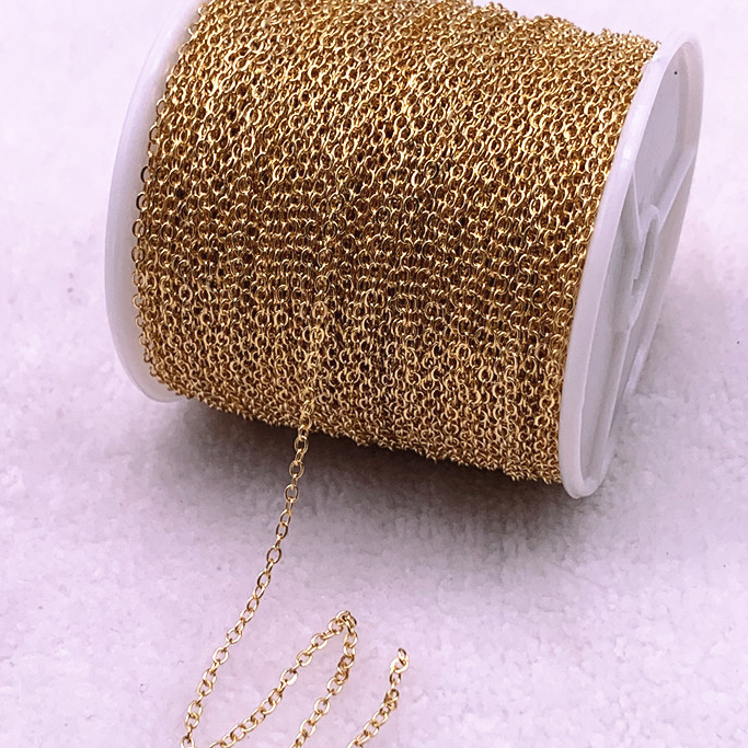 铜合金铅玻璃项链 diy链条O型链十字链压扁链条 古风簪子流苏步摇