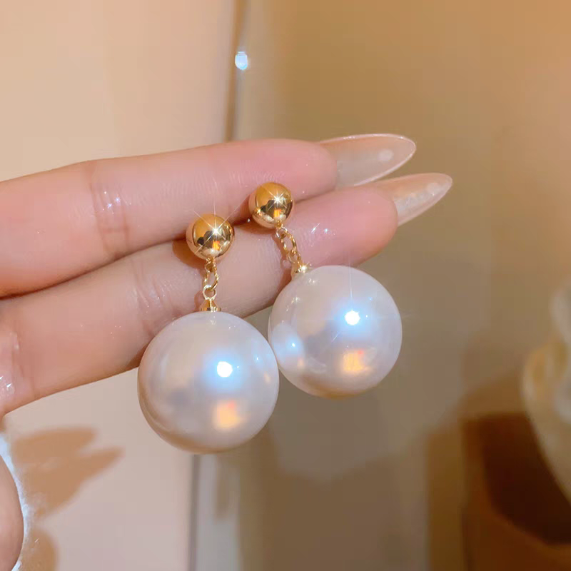 铜合金耳饰 时尚复古大珠珠耳钉百搭优雅6-19mm粉色白色珠珠E801